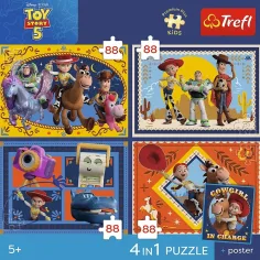 Toy Story 5 - 4 x 88 sztuk Premium Plus Kids puzzle - Trefl zdjęcie 2