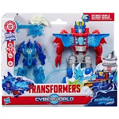 Transformers Cyberworld: Bohaterowie otwartego morza – Fala Energonu, figurki robotów Optimus Prime i Mirage - Hasbro