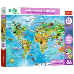 Treflik Mapa świata z zwierzętami edukacyjna 104-elementowa układanka - Trefl zdjęcie 1