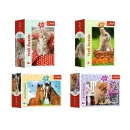 Urocze zwierzątka mini puzzle 54 elementów, 4 rodzaje - Trefl