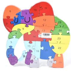 Liczbowy drewniany edukacyjny słoń puzzle