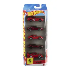 Zestaw 5 małych samochodów Hot Wheels Ferrari 1/64 – Mattel