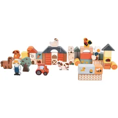 Zestaw klocków drewnianych z figurkami zwierząt 50 szt.