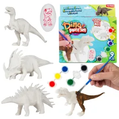Zestaw malarski Dino: Malowalna figura dinozaura z farbami i pędzlem 9 sztuk zdjęcie 1