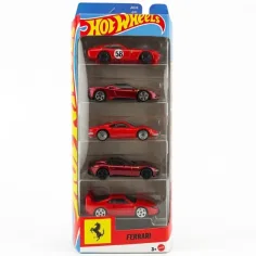 Zestaw małych samochodów Hot Wheels Ferrari 5 sztuk 1/64 – Mattel
