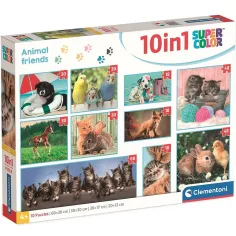 Zwierzęcy przyjaciele 10w1 super kolorowy puzzle - Clementoni