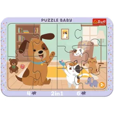Zwierzęta domowe w salonie 2 w 1 ramkowe puzzle dla dzieci - Trefl