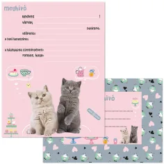 Ars Una: Cute Animals Tea Party – zestaw 10 zaproszeń z kotkami i kopertami