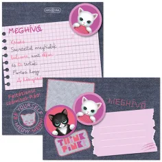 Ars Una: Think Pink, zestaw 10 zaproszeń z kotkami i kopertami