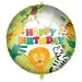 Balon foliowy na urodziny – z napisem „Happy Birthday”, wzór z motywem dzikich zwierząt, 46 cm