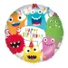Balon foliowy na urodziny – z napisem „Happy Birthday”, z kolorowym wzorem potworków, 46 cm