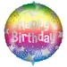Balon foliowy urodzinowy – z napisem „Happy Birthday”, wzór w gwiazdki w kolorach tęczy, 46 cm