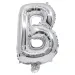 Balon foliowy w kształcie litery B, srebrny, 32 cm.