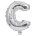 Balon foliowy w kształcie litery C, srebrny kolor, 32 cm