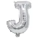 Balon foliowy w kształcie litery J, srebrny kolor, 32 cm