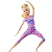 Barbie: Giętka lalka do jogi z blond włosami w fioletowym stroju - Mattel