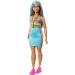 Barbie: Lalka Fashionista w kolorowej, paskowanej sukience - Mattel