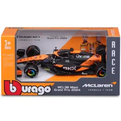 Bburago: McLaren MCL38 Miami Grand Prix 2024 samochód wyścigowy F1 metalowy model 1/43 (Oscar Piastri #81) zdjęcie 1