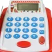 Biało-czerwona elektroniczna kasa fiskalna z dźwiękiem, produktami i zabawkowymi pieniędzmi 25x10x14cm