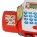 Biało-czerwona elektroniczna kasa fiskalna z dźwiękiem, produktami i zabawkowymi pieniędzmi 25x10x14cm