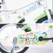 Bluey 14” rower dziecięcy z uchwytem na bidon i bocznymi kółkami w kolorze biało-niebiesko-zielonym – rower Dino Bikes
