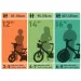 Bluey 14” rower dziecięcy z uchwytem na bidon i bocznymi kółkami w kolorze biało-niebiesko-zielonym – rower Dino Bikes