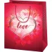Czerwona torba prezentowa średniej wielkości z napisem Love 18x10x23cm