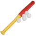 Czerwony plastikowy zestaw do baseballa z pałką i piłkami, 56 cm