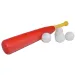 Czerwony plastikowy zestaw do baseballa z pałką i piłkami, 56 cm
