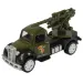 Die-Cast: Wojskowy samochodzik w kilku wariantach, napędzany mechanizmem śrubowym, skala 1:55