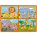 Dzikie zwierzęta z młodymi, drewniane puzzle w kształcie drzewa z uchwytami - Woodyland