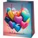 Ekskluzywna torebka prezentowa średniej wielkości z motywem balonów w kształcie serca, 18x23x10 cm