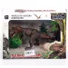Figurka Tyrannosaurus Rex z jajkiem i roślinami.