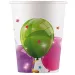 Kolorowe baloniki, zestaw 8 papierowych kubków, 200 ml