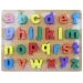 Kolorowe drewniane puzzle z małymi literami alfabetu ABC, 30x22 cm