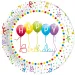 Kolorowe talerzyki papierowe z napisem „Happy Birthday” - zestaw 8 sztuk.
