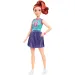 Lalka Barbie Fashionista o stylowym wyglądzie, z rudymi włosami i w fioletowej spódnicy – Mattel