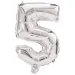 Liczne balony foliowe w kolorze srebrnym – cyfra 5, 86 cm