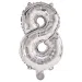 Liczne srebrne balony foliowe – cyfra 8, 86 cm