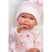 Llorens: Abril, płacząca lalka 42 cm w czapce z uszami królika, ze śpiworkiem
