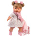 Llorens: Alexandra, 42-centymetrowa płacząca lalka ze smoczkiem w różowym płaszczu.