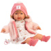 Llorens: Carla, 42 cm płacząca lalka z smoczkiem i czapeczką w serduszka.