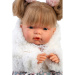 Llorens: Joelle — płacząca lalka 38 cm ze smoczkiem w białym płaszczu