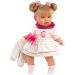 Llorens: Julia, płacząca lalka 42 cm ze smoczkiem w spódniczce z kokardką