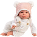 Llorens: Lara, 38 cm, płacząca lalka w czapce z misiowymi uszami.