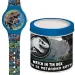 Luna: Analogowy zegarek z dinozaurami Jurassic World w metalowym pudełku prezentowym