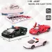 Model policyjnego samochodu Lamborghini z mechanizmem napędowym, dostępny w kilku wariantach, skala 1/32.