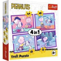 Peanuts Snoopy Dzień psa 4 w 1 puzzle 35-48-54-70 elementów - Trefl