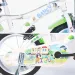 Rower dziecięcy Bluey 14” z uchwytem na bidon i bocznymi kółkami w kolorach biało-niebiesko-zielonym – rower Dino Bikes