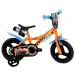 Rower dziecięcy Hot Wheels 12” z koszykiem na bidon i bocznymi kółkami w kolorze pomarańczowo-czarnym – rower Dino Bikes
